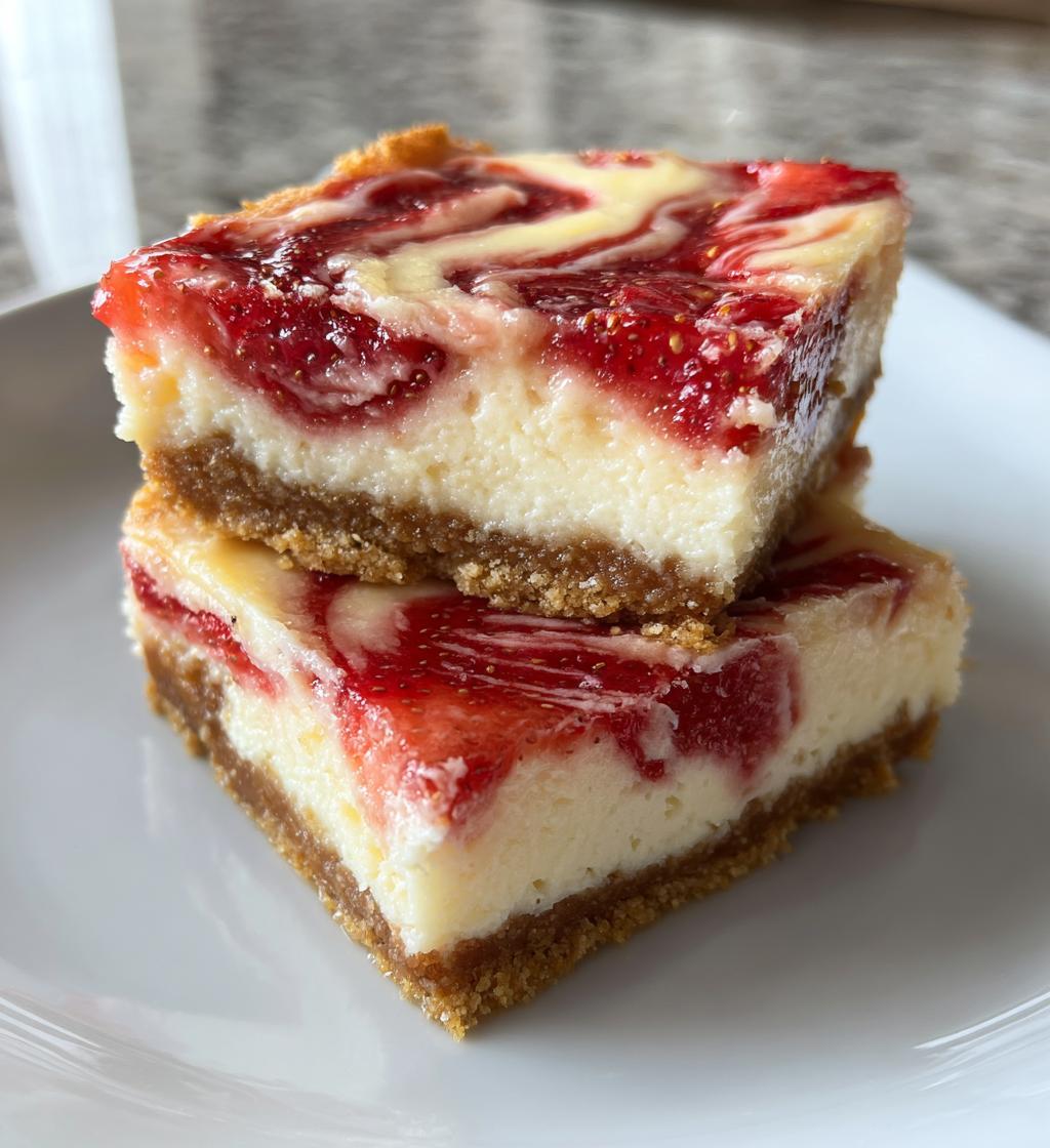 Jordgubbsswirlad cheesecakebarer