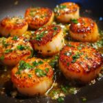 Stekta pilgrimsmusslor med smör och vitlök