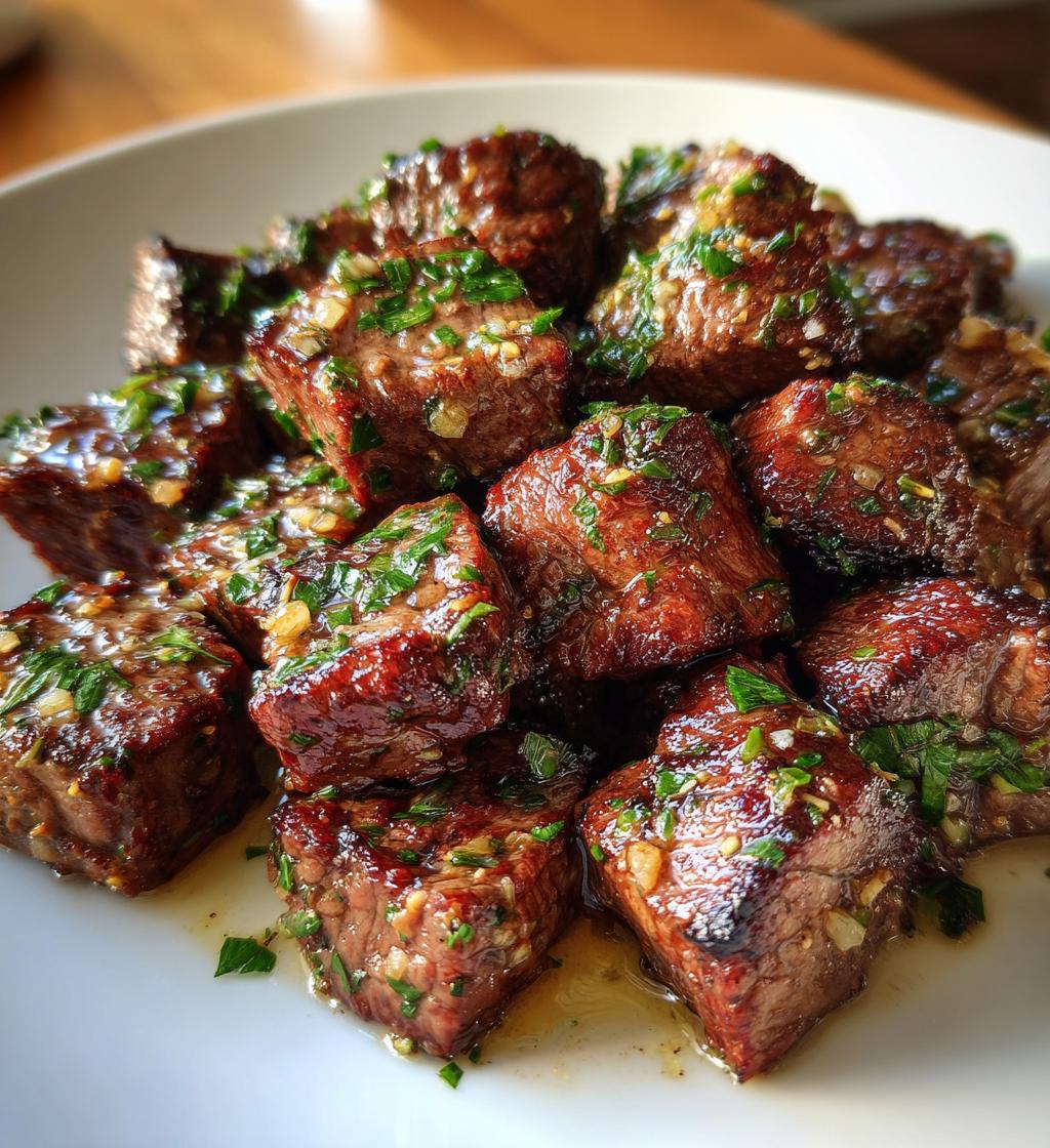 Vitlökssmörstekta köttbitar