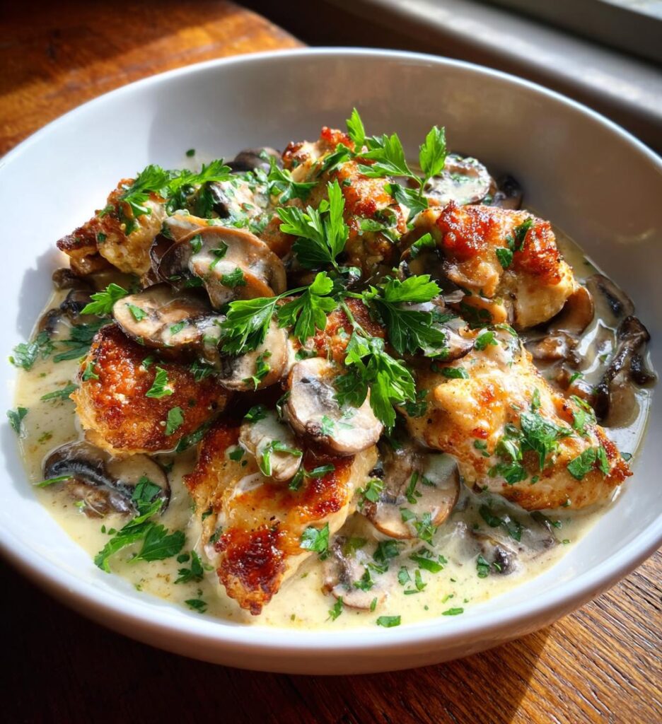 kyckling med svamp och lök