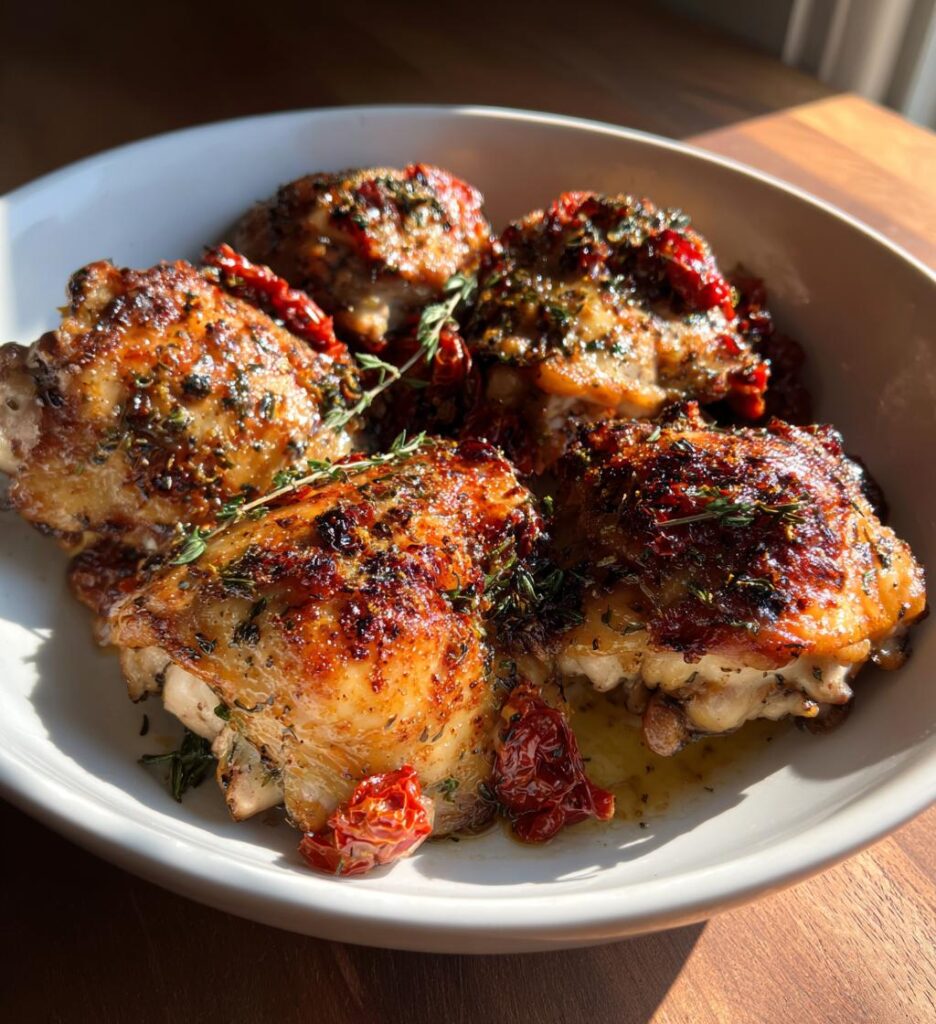 kycklinglår med soltorkade tomater